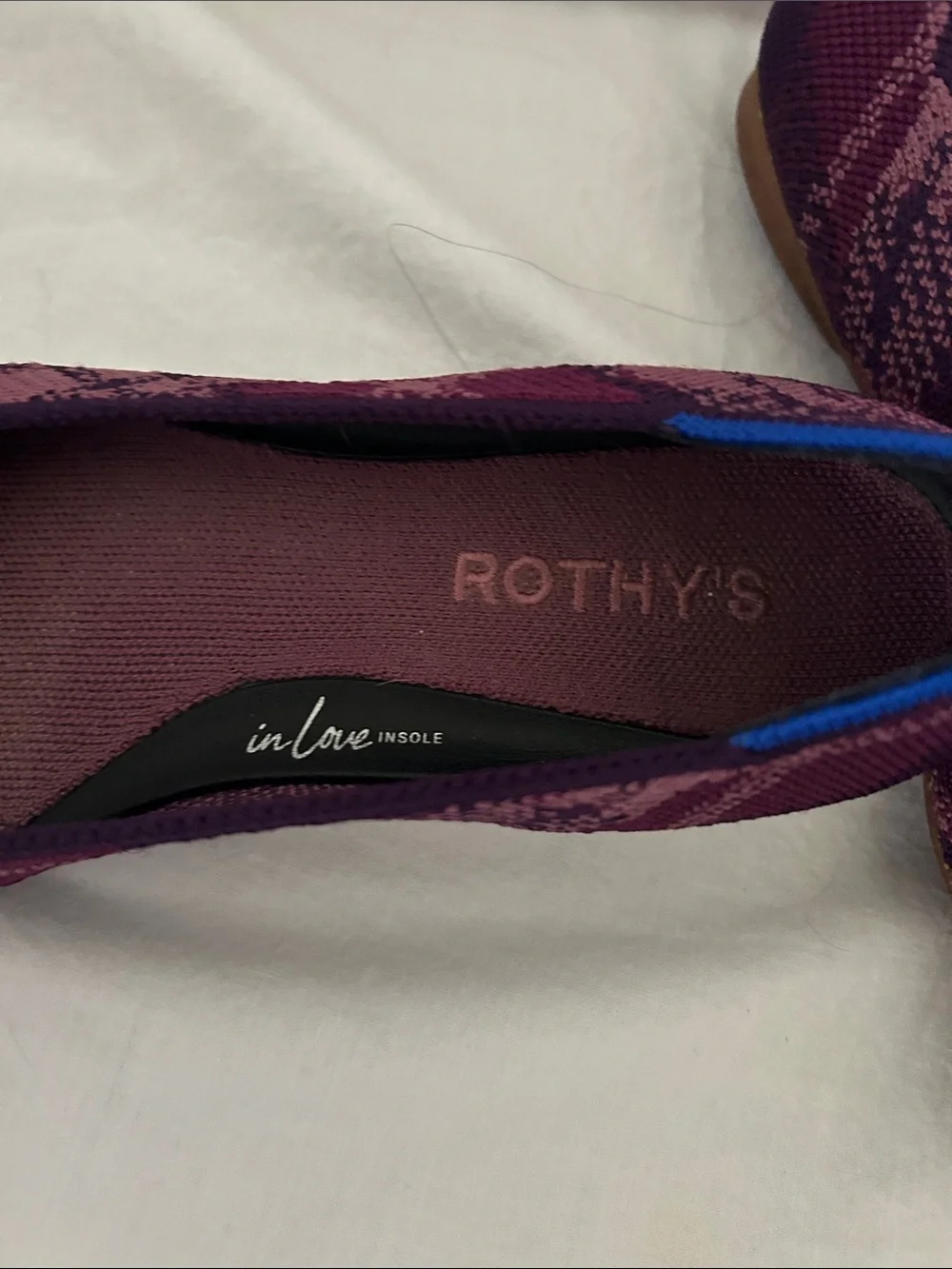 Rothy's Pointed Knit Flats in Purple Plaid